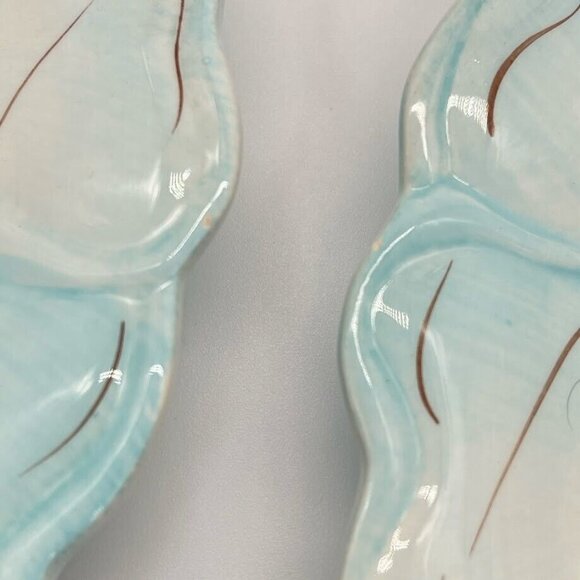 Two Pier 1 Cassidy Salad Dessert Plates Blue With Crème (Cream)‎ Flower 7.5" - Picture 3 of 5